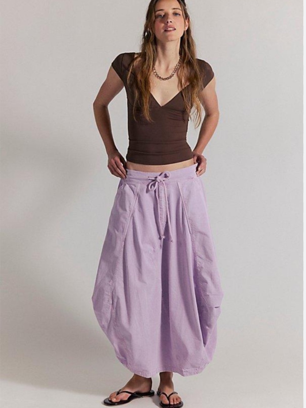9321. Free People Willow Poplin Midi Skirt